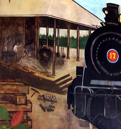 48 - Detalle de la pintura (1958) en la entrada a la estación Chimbacalle (Quito,Ecuador,310113)